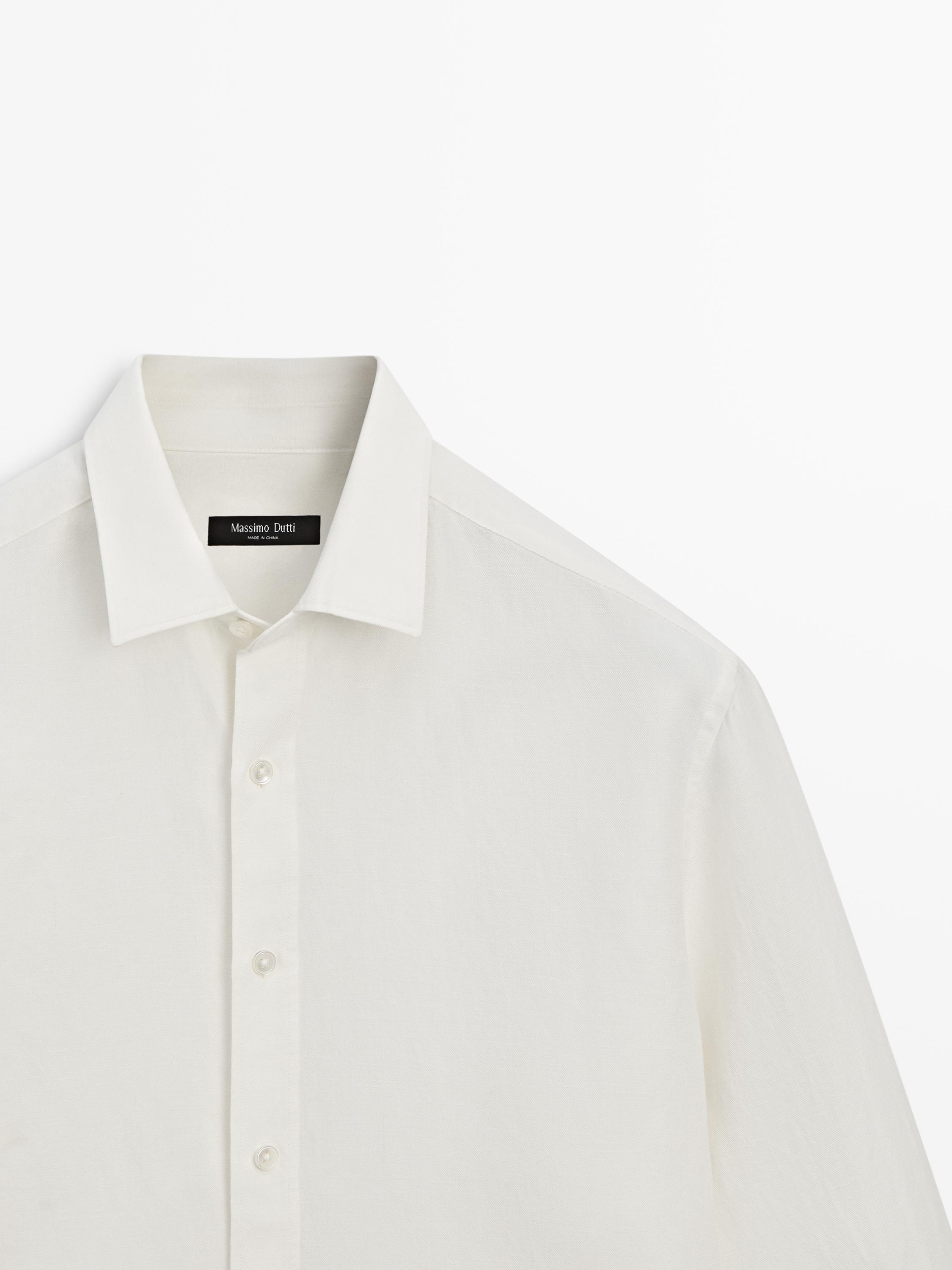Chemise regular fit en lin mélangé